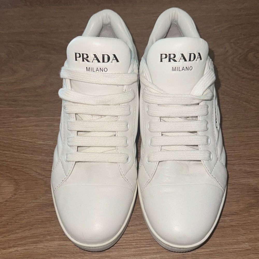 Prada White Sneakers Luxury Minimalist Design